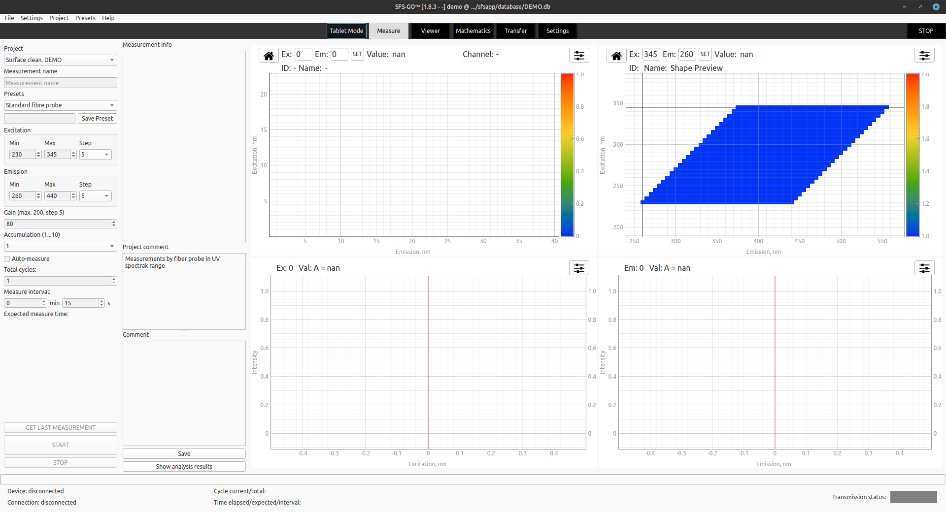  Set up the measurement parameters and view the data